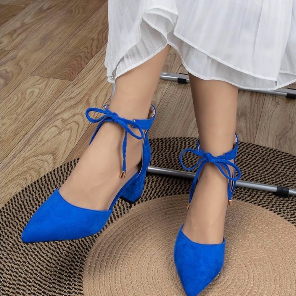 Elegant Blue Women's Suede Heels
